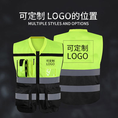 Logo personnalisé accepté Haute visibilité 100% polyester vert foncé gilet réfléchissant