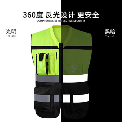 Logo personnalisé accepté Haute visibilité 100% polyester vert foncé gilet réfléchissant